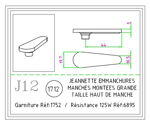 [01712] JEANNETTE J12 EMMANCHURES MANCHES MONTÉES