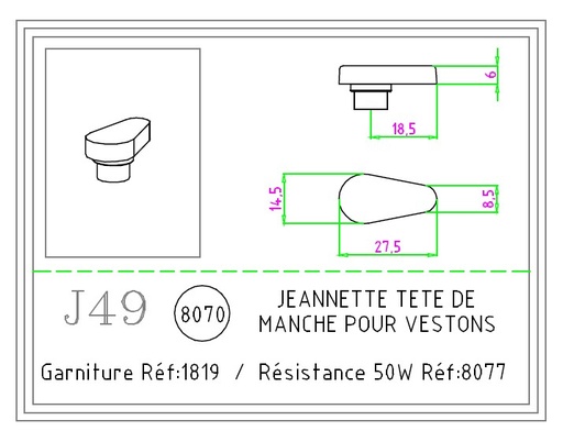 [08070] JEANNETTE J49 TÊTE DE MANCHES POUR VESTONS