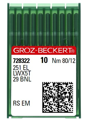 [GB251EL/080] AIGUILLE MACHINE 251 EL-RS EM-N° 80-CHROME-728322 (boite de 100)